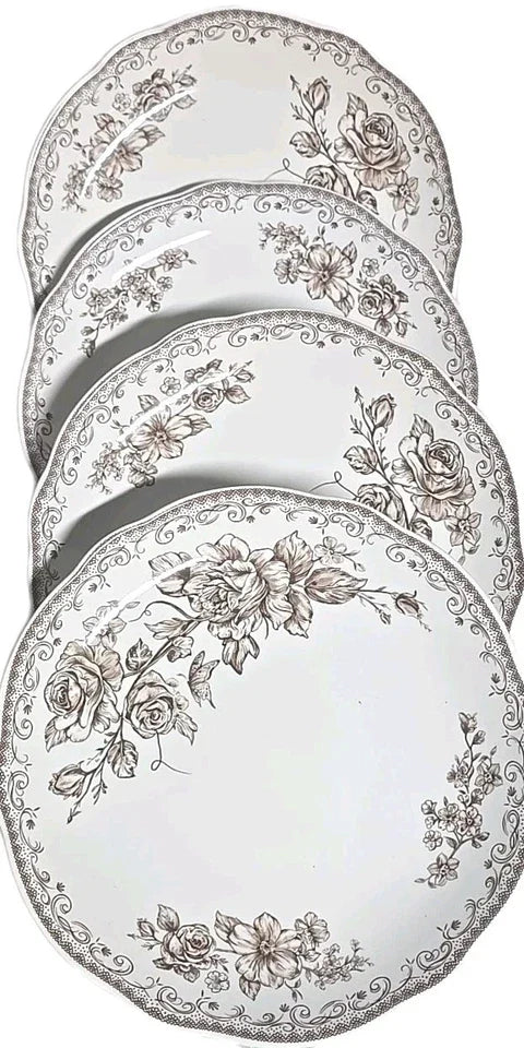 Set of Four (4) Pioneer Woman ~ AGATHA BROWN ~ 8" ~ Stoneware ~ Salad Plates